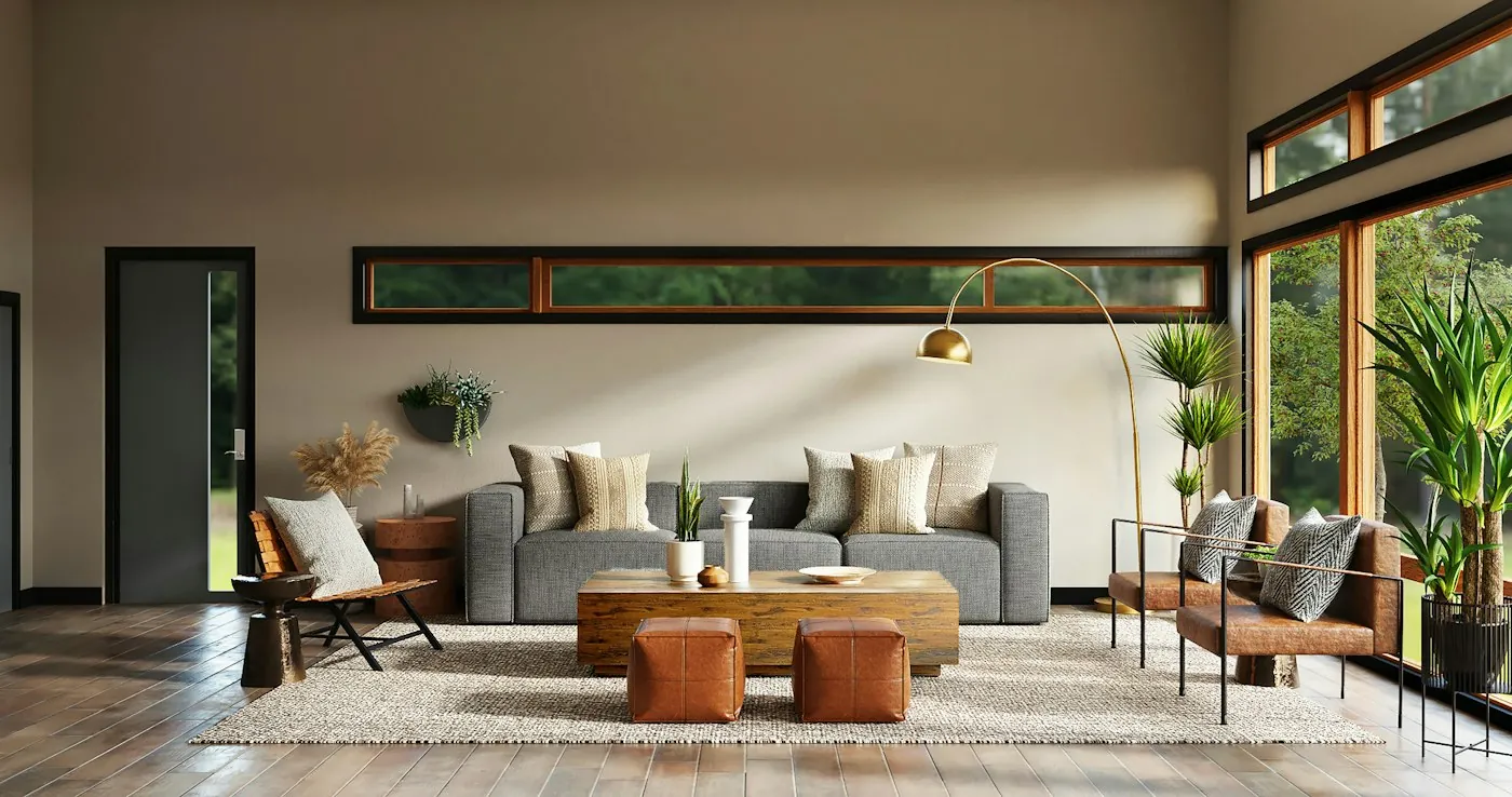 Sala de estar com móveis planejados de design contemporâneo